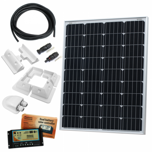 100 Watt 12V Solar Panels Kit + 30A Charge Controller + 1500W Power  Inverter for Off-Grid 12 Volt Battery System