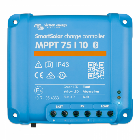 Victron SmartSolar MPPT 75/10 10A solar charge controller for solar panels up to 145W (12V) / 290W (24V) up to 75V (Bluetooth inbuilt) 