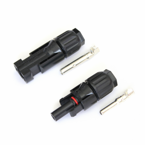 Pair of MC4 compatible connectors for 10mm2 cable, suitable for solar panels, extension leads or photovoltaic systems