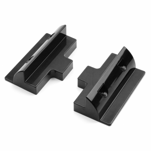 Set of 2 lightweight black plastic side mounting brackets for campervan, caravan, motorhome, boat or any flat roofs and surfaces