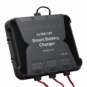 Waterproof 10A 12V triple-output mains battery charger for lead-acid, calcium and lithium batteries