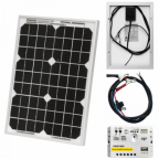 10W 12V solar trickle charging kit with 5A solar controller and battery cable with crocodile clips