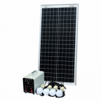 Off-Grid Solar Lighting System with 40W solar panel, 2 x 2.5mm² solar extension cables, 4 LED Lights, Solar Charge Controller and Lithium Battery
