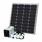 Off-Grid Solar Lighting System with 80W solar panel, 4 LED Lights, Solar Charge Controller and Lithium Battery