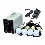 Off-Grid Lighting System with mains adaptor, 4 LED Lights, Solar Charge Controller and Lithium Battery
