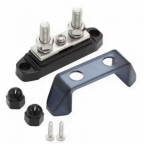 150A 48V black 2 way nickel coated brass busbar with cover and M8 terminals