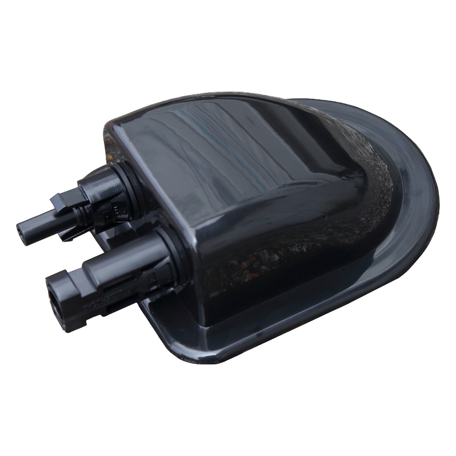 Waterproof double cable entry gland for mounting solar panels on motorhomes, caravans, boats as well as other installations