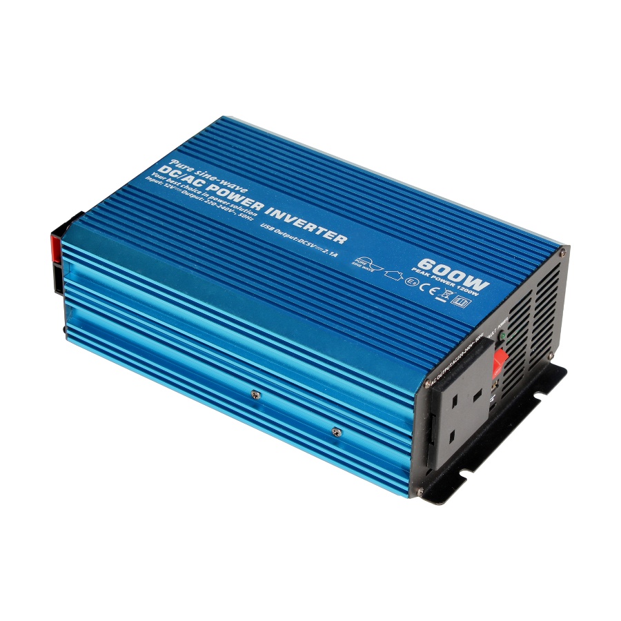 600W 12V pure sine wave power inverter for caravan, campervan, yacht or